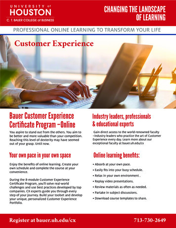 Bauer Customer Experience Certiﬁcate Program -Online