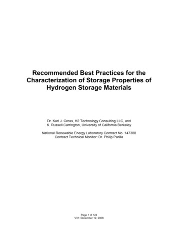 Best Practices For The Characterization Of Hydrogen Storage . - Energy