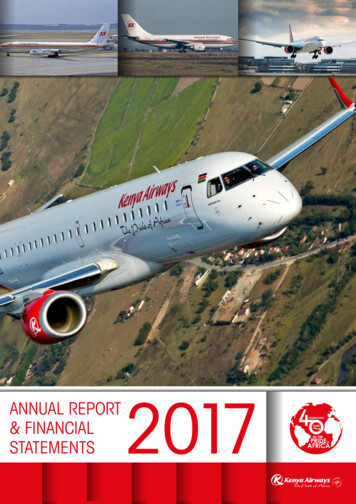 ANNUAL REPORT & FINANCIAL 2017 STATEMENTS - Kenya Airways