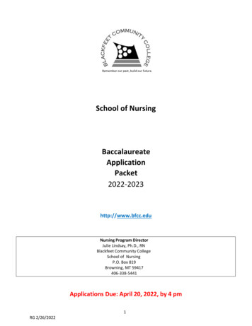 School Of Nursing Baccalaureate Application Packet