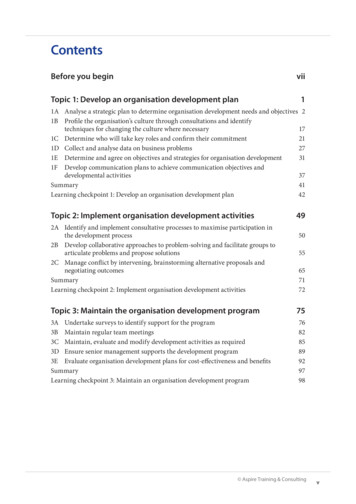 BSBMGT615 Contribute To Organisation Development