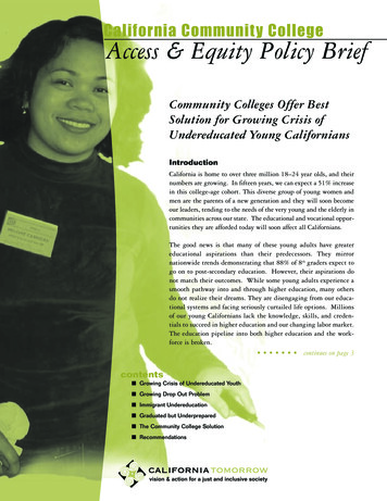 California Community College Access & Equity Policy Brief