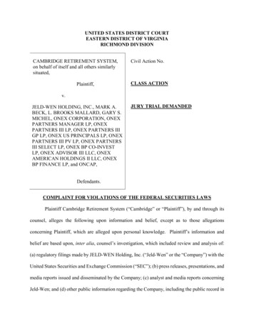 UNITED STATES DISTRICT COURT EASTERN DISTRICT OF . - Class Action