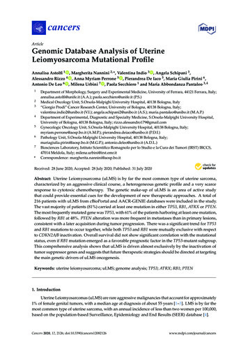 Genomic Database Analysis Of Uterine Leiomyosarcoma Mutational Proﬁle