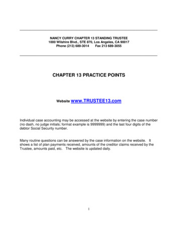 Chapter 13 Practice Points - NANCY CURRY CHAPTER 13 TRUSTEE