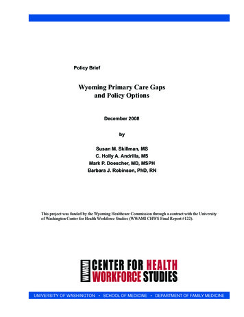 Wyoming Primary Care Gaps And Policy Options