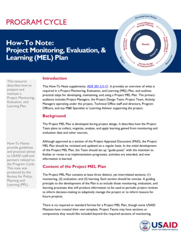 Program Cycle: How-To Note: Project Monitoring, Evaluation, & Learning .