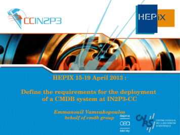 HEPIX 15 19 April 2013 : Define The Requirements For The Deployment Of .