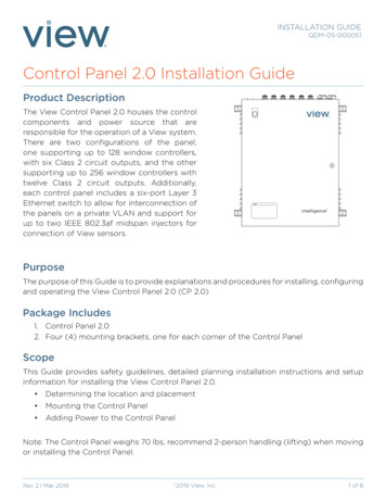 Control Panel 2.0 Installation Guide - View, Inc.