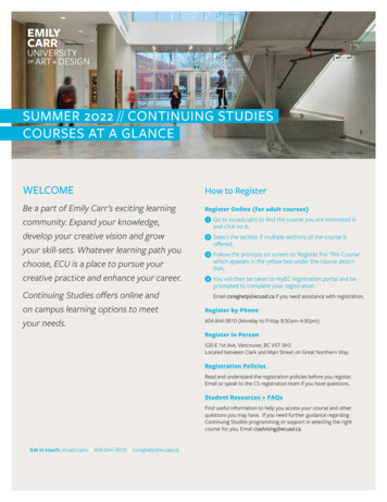 Summer 2022 Continuing Studies Courses At A Glance
