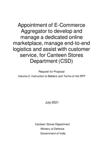 Appointment Of E-Commerce Aggregator To Develop And Manage A Dedicated .