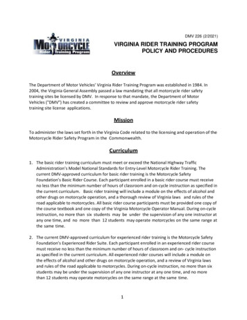 Dmv 226 (2/2021) Virginia Rider Training Program Policy And Procedures