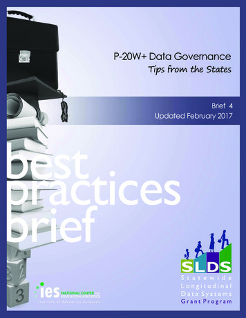 P-20W Data Governance: Tips From The States - Ed