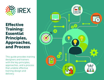 Effective Training: Essential Principles, Approaches, And Process - IREX