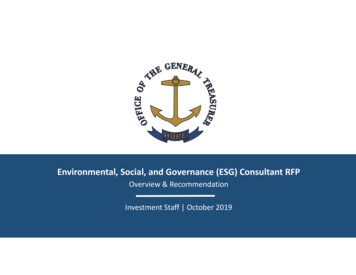Social, And Governance (ESG) Consultant RFP - Rhode Island