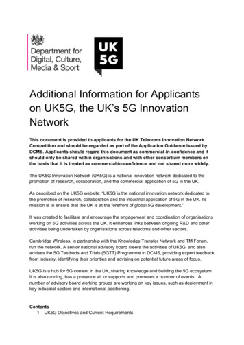 Additional Information For Applicants On UK5G, The UK's 5G Innovation .