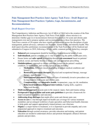 Pain Management Best Practices Inter-Agency Task Force - Draft Report .