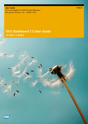 OCC Dashboard 7.2 User Guide - SAP