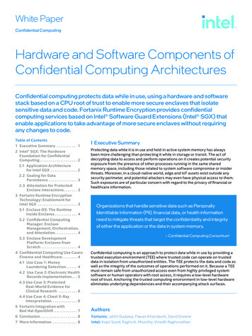 Hardware And Software Components Of Confidential . - Intel Builders