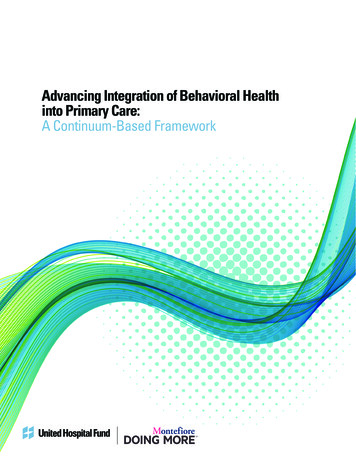 Advancing Integration Of Behavioral Health Into Primary Care: A .