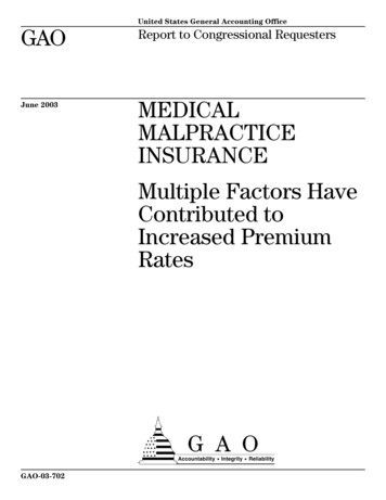 GAO-03-702 Medical Malpractice Insurance: Multiple Factors Have .