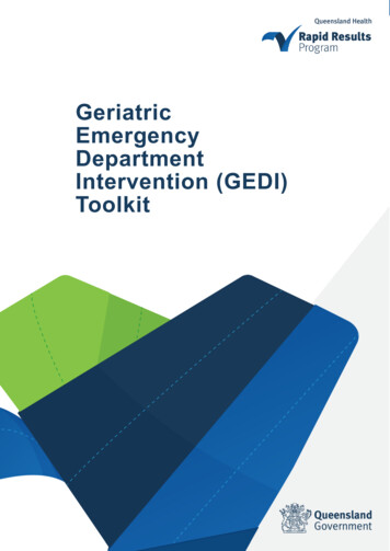 Geriatric Emergency Department Intervention (GEDI) Toolkit Clinical .