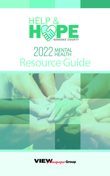 GENESEE COUNTY 2022 MENTAL HEALTH Resource Guide