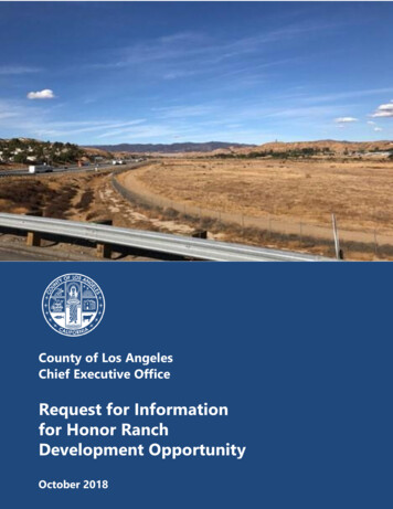 Request For Information For Honor Ranch Development Opportunity