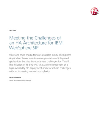 Meeting The Challenges Of An HA Architecture For IBM WebSphere SIP F5 .