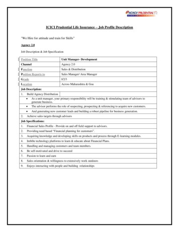 ICICI Prudential Life Insurance Job Profile Description - GPGI T