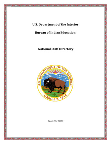 U.S. Department Of The Interior Bureau Of Indian Education National .