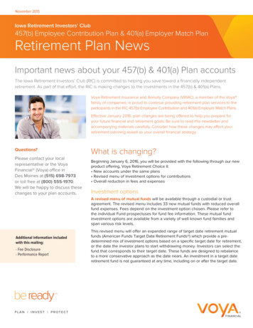 Iowa Retirement Investors' Club 457(b) Employee Contribution Plan & 401 .