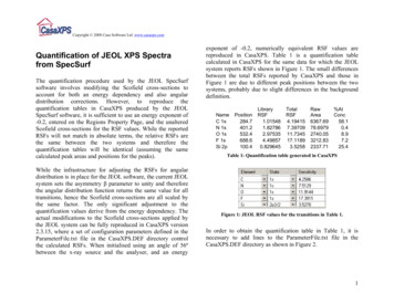Quantification Of JEOL XPS Spectra From SpecSurf - Casaxps 
