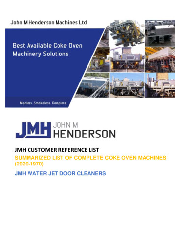 JMH CUSTOMER REFERENCE LIST - John M Henderson