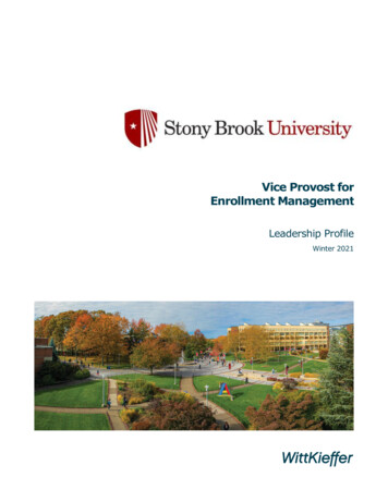 Vice Provost For Enrollment Management - Stony Brook University