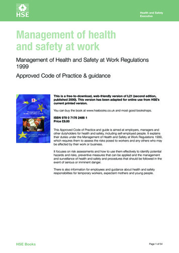 Management Of Health And Safety At Work Management Of Health And Safety .