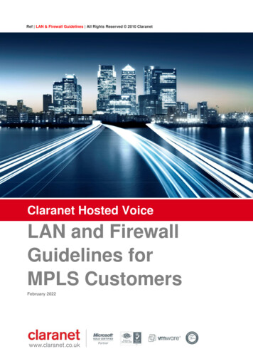 Claranet Hosted Voice LAN And Firewall Guidelines For MPLS Customers