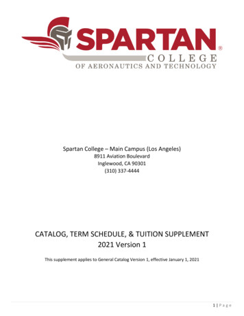 CATALOG, TERM SCHEDULE, & TUITION SUPPLEMENT 2021 Version 1