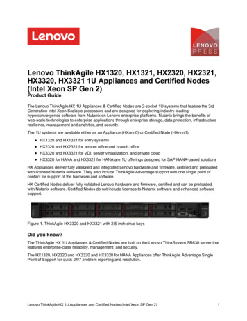 Lenovo ThinkAgile HX 1U Appliances And Certified Nodes (Intel Xeon SP .