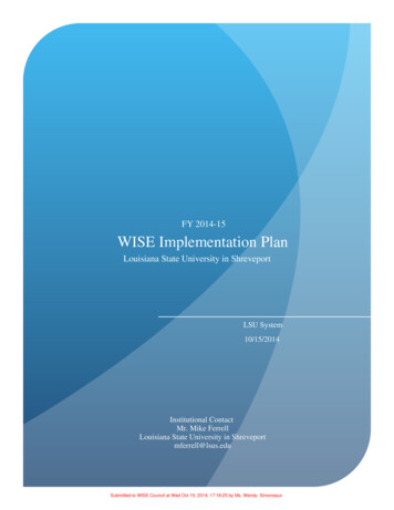 FY 2014-15 WISE Implementation Plan
