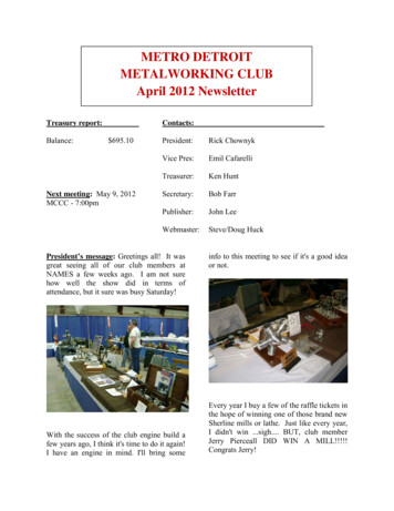 METRO DETROIT METALWORKING CLUB April 2012 Newsletter
