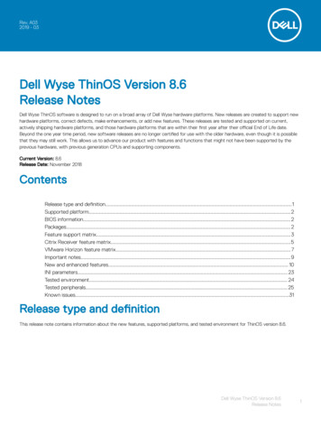 Dell Wyse ThinOS Version 8.6 Release Notes - Exertis
