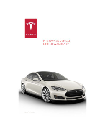 Certified Pre-Owned Vehicle Limited Warranty-NA - Tesla
