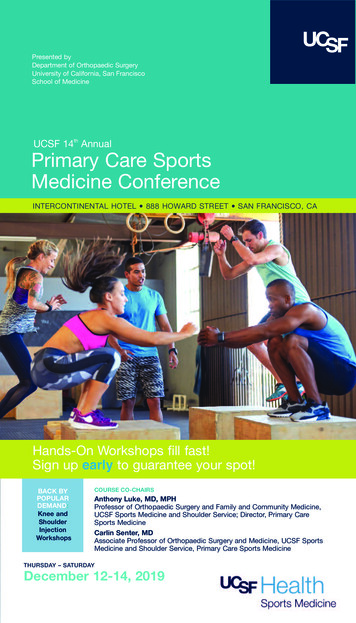 UCSF 14 Annual Primary Care Sports Medicine Conference
