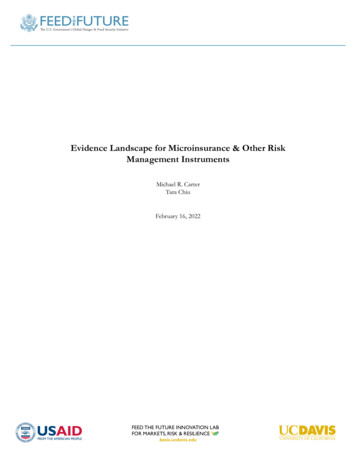 Evidence Landscape For Microinsurance & Other Risk Management Instruments