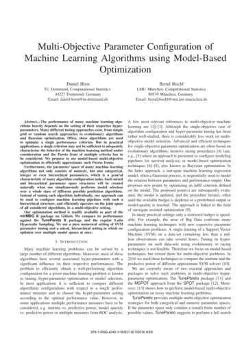Multi-Objective Parameter Conﬁguration Of Machine Learning Algorithms .