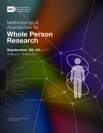 Methodological Approaches For Whole Person Research