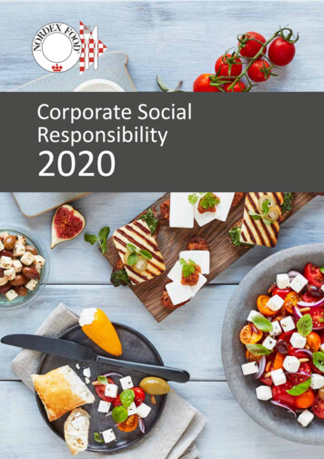 Corporate Social Responsibility 2020 - Nordex Food