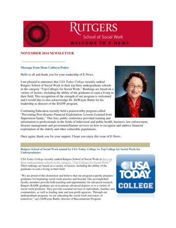 NOVEMBER 2014 NEWSLETTER - Rutgers School Of Social Work
