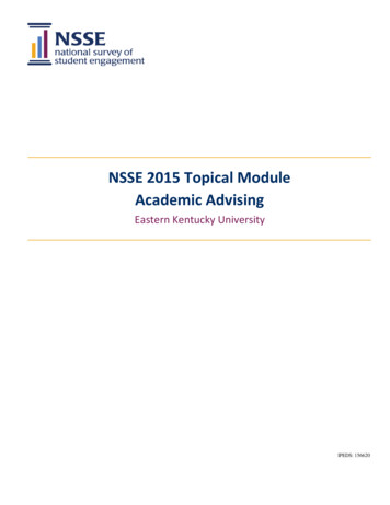 NSSE 2015 Topical Module Academic Advising - Eastern Kentucky University